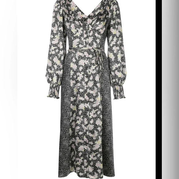 CINQ A SEPT||JESSICA PANELED PRINT MIDI DRESS, Size 10, Like New Retails $425 - Picture 3 of 14